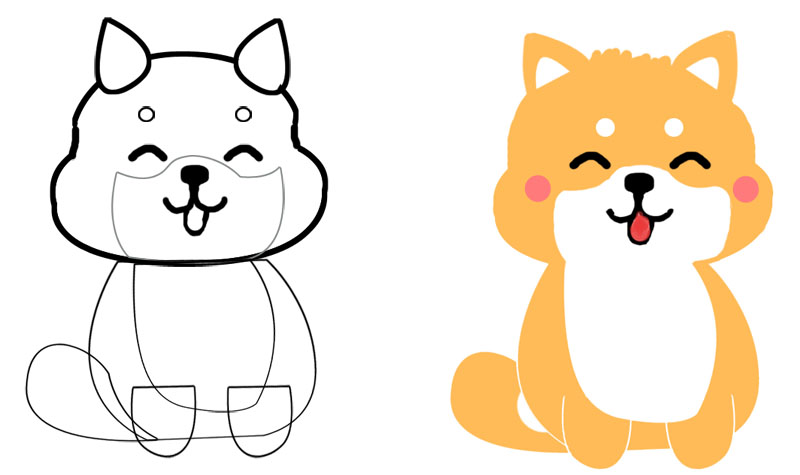 how to draw a shiba inu