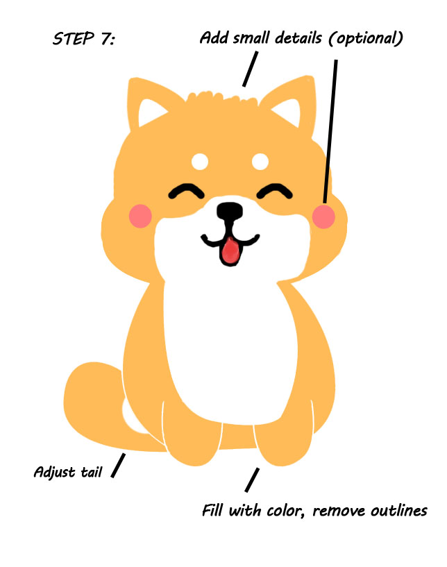 step by step how to draw a cute dog shiba inu style