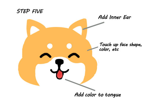 step by step how to draw a cute dog shiba inu style