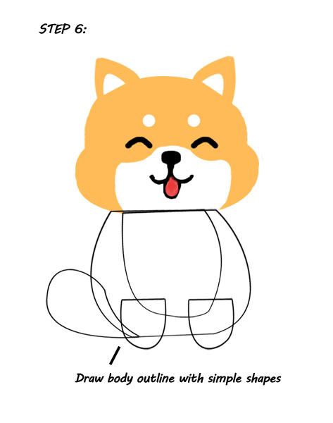 step by step how to draw a cute dog shiba inu style
