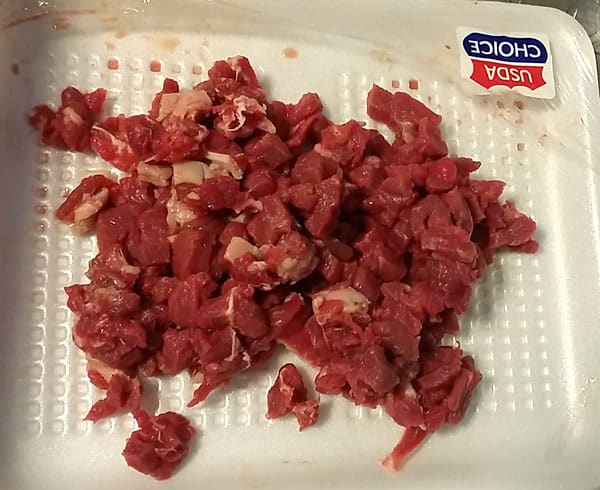 cutting lean beef for homemade dog food