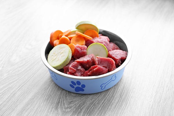 raw dog's diet with vegetables