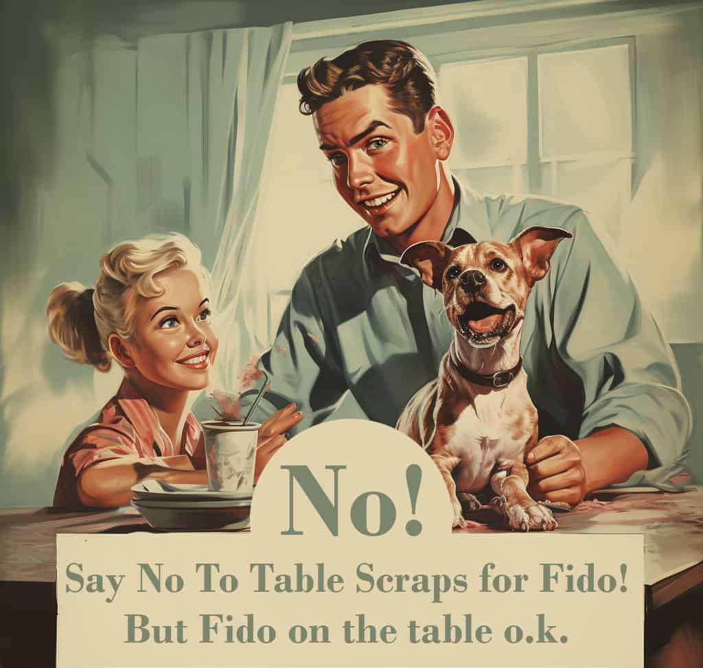 propaganda poster saying ban table scraps for dogs